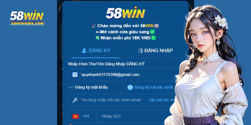 Người chơi cần chú ý có 2 kiểu đăng ký 58win để lựa chọn